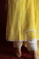 Yellow Malmal Chikankari With Pearl & Sequins Ready To Wear Kurta Dupatta Set
