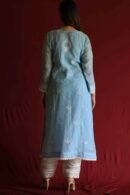 Blue Malmal Chikankari With Pearl & Sequins Ready To Wear Kurta Dupatta Set