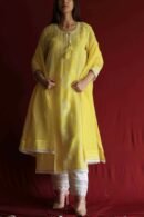 Yellow Malmal Chikankari With Pearl & Sequins Ready To Wear Kurta Dupatta Set