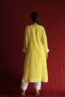 Yellow Malmal Chikankari With Pearl & Sequins Ready To Wear Kurta Dupatta Set