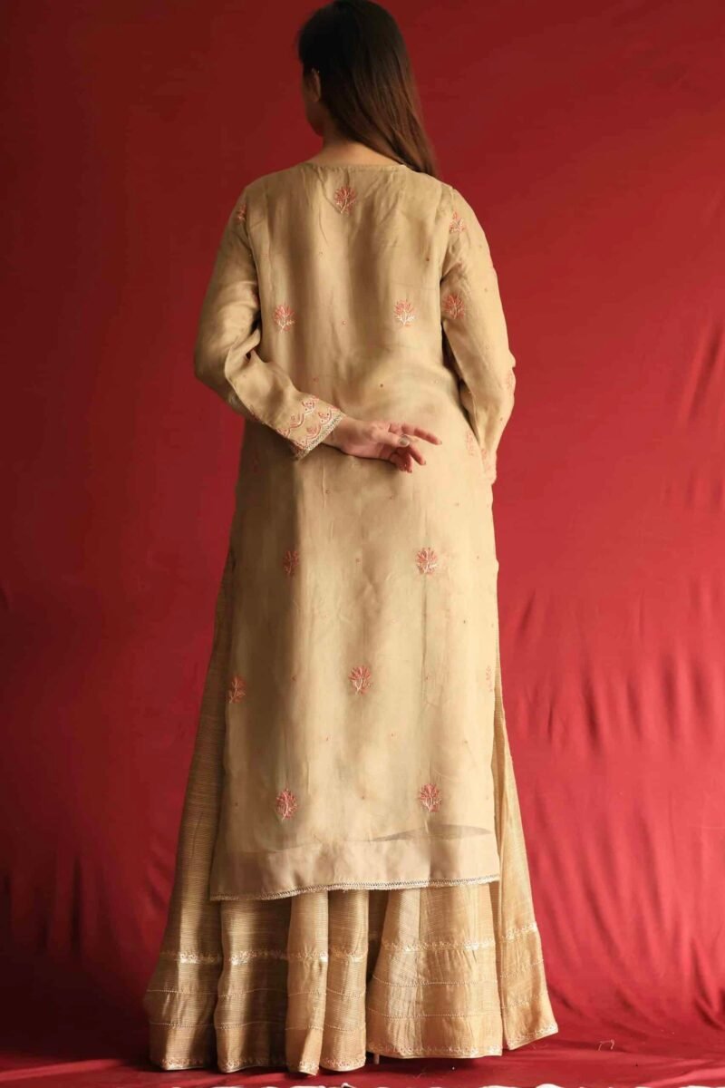 Stripe Organza Chikankari Sharara Set