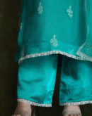 Teal Green Mukaish Kamdani Noor Organza Chikankari Kurta Set