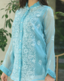 Noor Organza Chikankari Frill Collar Ready To Wear Short Top