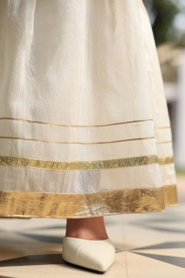 White Banarasi Zari Chanderi Chikankari Sharara Set - Image 13