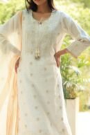 White Banarasi Zari Chanderi Chikankari Sharara Set