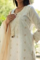 White Banarasi Zari Chanderi Chikankari Sharara Set