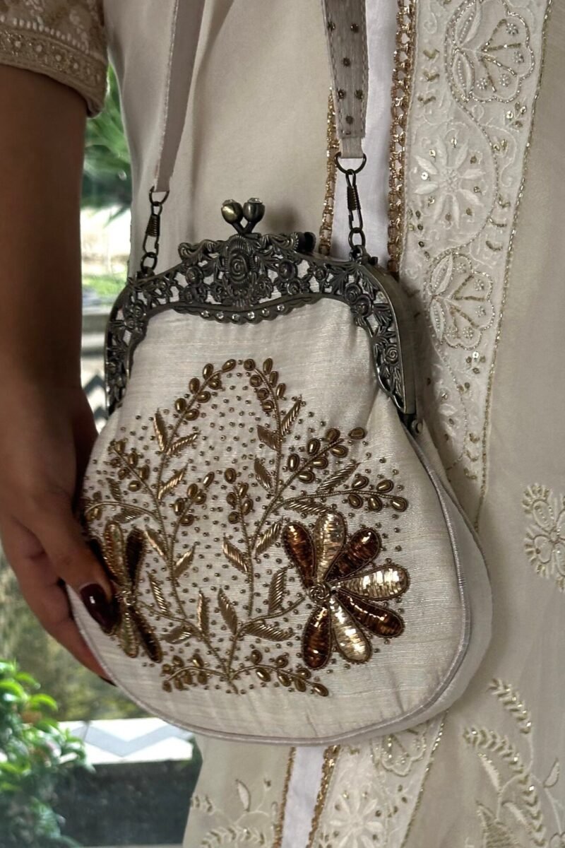 White Vintage Ari Mukaish Sling Bags