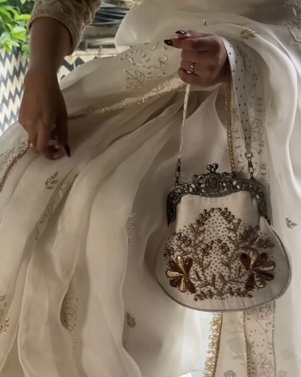 White Vintage Ari Mukaish Sling Bags - Image 6