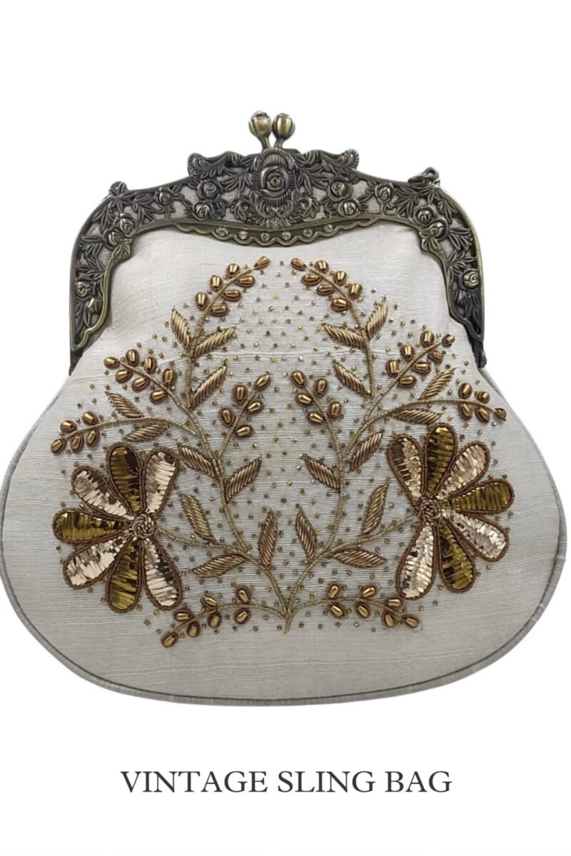 White Vintage Ari Mukaish Sling Bags
