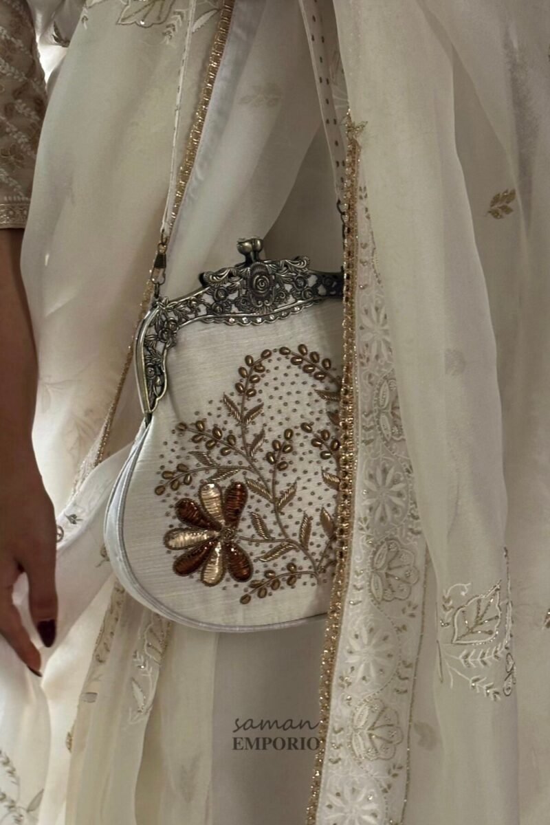 White Vintage Ari Mukaish Sling Bags