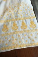 White & Yellow Mal Chanderi Silk Chikankari With Sequins Unstitched Kurta Dupatta Set