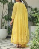 Yellow Noor Organza Badla Anarkali With Dupatta