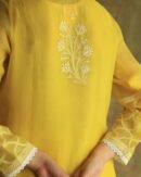 Yellow Mukaish Kamdani Noor Organza Chikankari Kurta Set