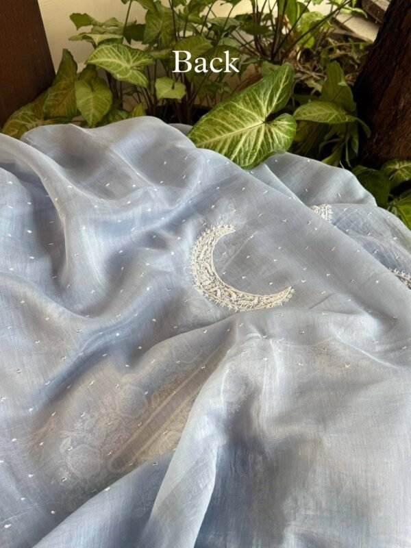 Powder Blue | Crescent Chandbala Chikankari Fabrics - Image 10