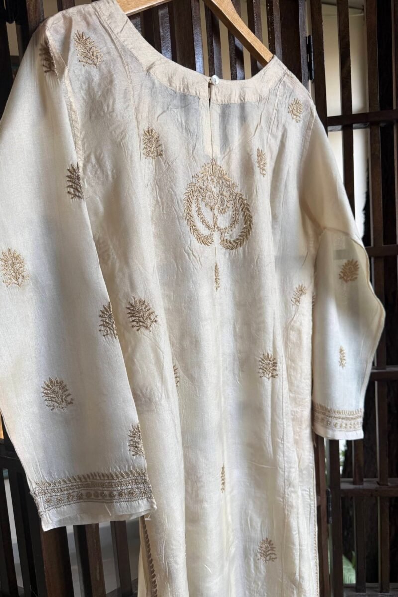 Mulberry silk resham Chikankari kurta