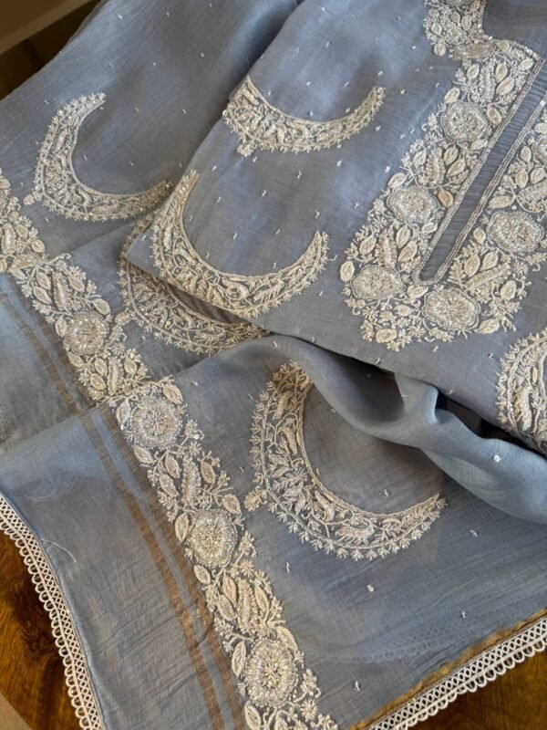 Powder Blue | Crescent Chandbala Chikankari Fabrics