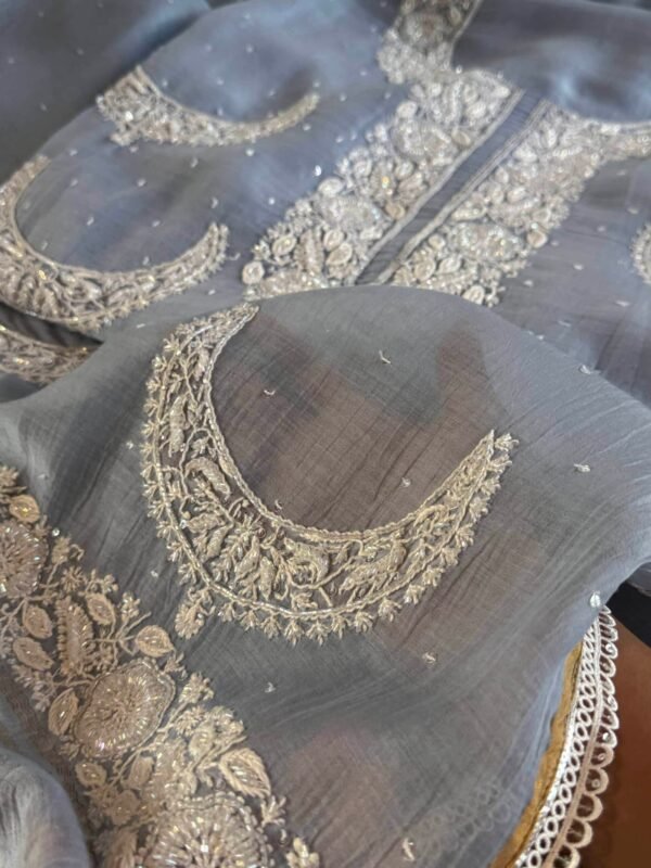 Powder Blue | Crescent Chandbala Chikankari Fabrics - Image 7