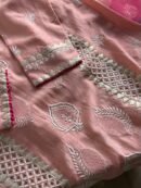 Chanderi Daraz Applique Chikankari Mukaish Kurta Dupatta Set