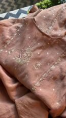 Brick Rose shade Tissue Silk Chikankari Anagarkha
