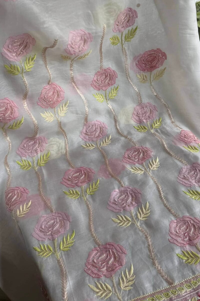Noor Banarasi Organza Chikankari Unstitched Fabrics
