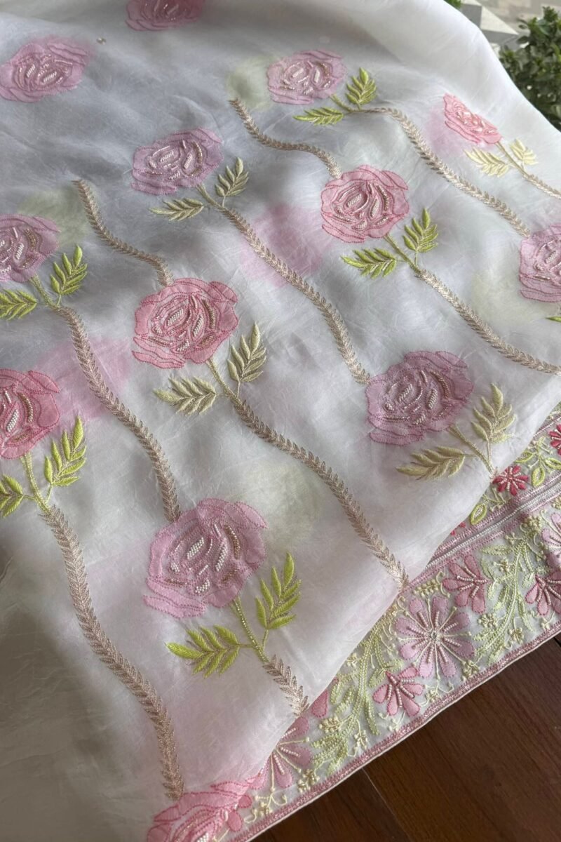 Noor Banarasi Organza Chikankari Unstitched Fabrics