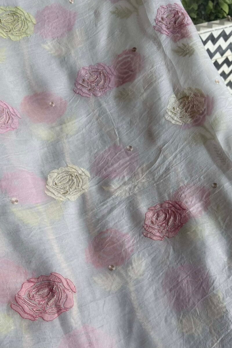 Noor Banarasi Organza Chikankari Unstitched Fabrics