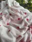 White & Red Mal Chanderi Silk Chikankari With Sequins Unstitched Kurta Dupatta Set
