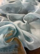 Powder Blue Linen silk Chikankari With Ari Work Unstitched Kurta Dupatta Set Copy