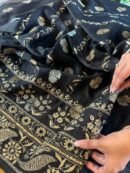 Jet Black | Zari Chanderi Chikankari Fabrics