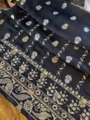 Jet Black | Zari Chanderi Chikankari Fabrics