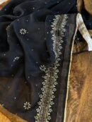 Jet Black | Zari Chanderi Chikankari Fabrics