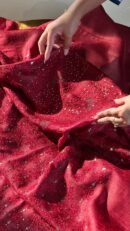 Roheen Red Tussar Silk Chikankari Unstitched Kurta Dupatta Fabrics Set