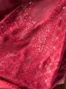 Roheen Red Tussar Silk Chikankari Unstitched Kurta Dupatta Fabrics Set