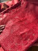 Roheen Red Tussar Silk Chikankari Unstitched Kurta Dupatta Fabrics Set