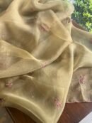 Green Noor Organza Silk Chikankari Unstitched Kurta Dupatta Set