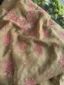 Green Noor Organza Silk Chikankari Unstitched Kurta Dupatta Set
