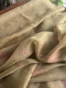 Green Noor Organza Silk Chikankari Unstitched Kurta Dupatta Set