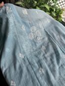 Blue Semi Stitched Kota Chikankari Kurta Dupatta Set With All Over Mukaish Kamdani Work