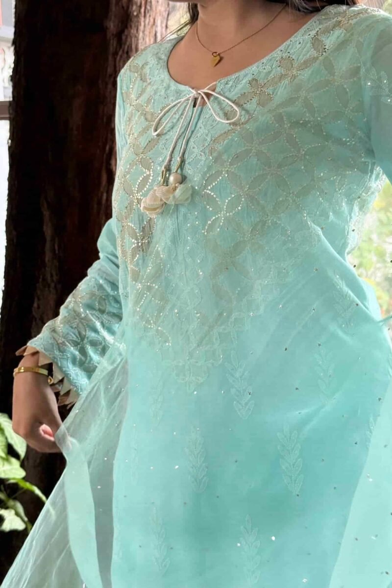 Daraz Applique Chikankari Mukaish Kurta Dupatta Set