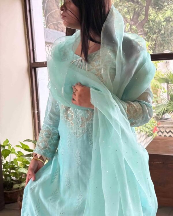 Daraz Applique Chikankari Mukaish Kurta Dupatta Set