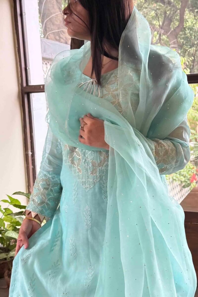Daraz Applique Chikankari Mukaish Kurta Dupatta Set