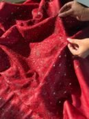 Roheen Red Tussar Silk Chikankari Unstitched Kurta Dupatta Fabrics Set